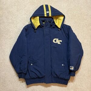Vintage Georgia Tech Yellow Jackets Jacket Mens Large Puffer NCAA Russell 90s